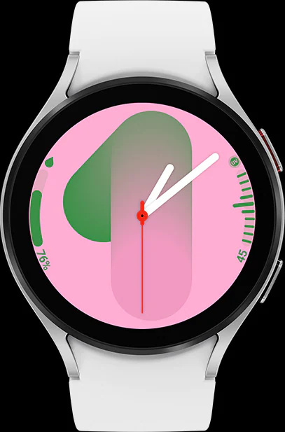 在Galaxy Watch5上的Gradient Font 08 edge錶面顯示。