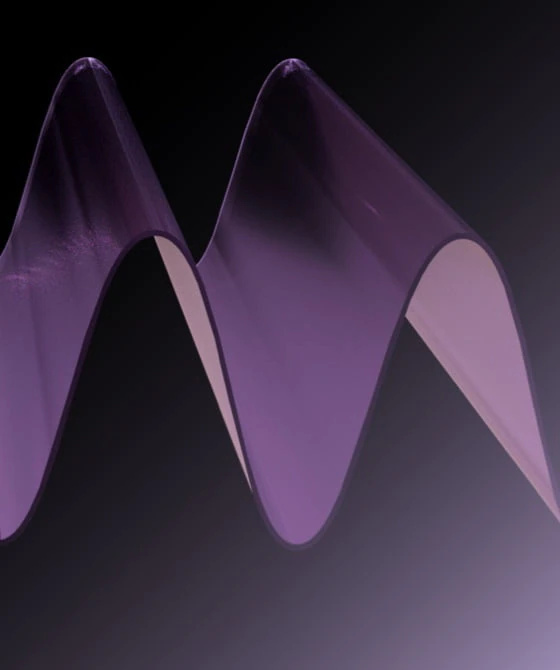 A smooth 3D sound wave in a flowy squiggly waveform to indicate a smoother sound experience.
